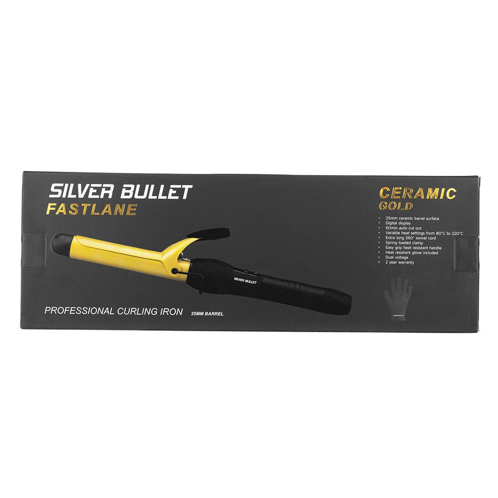 Silver Bullet Fastlane Ceramic Curling Iron Gold 25mm Curling Silver Bullet