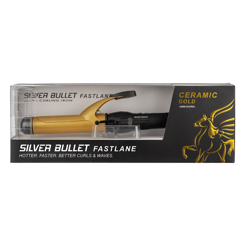 Silver Bullet Fastlane Ceramic Curling Iron Gold 32mm Curling Silver Bullet