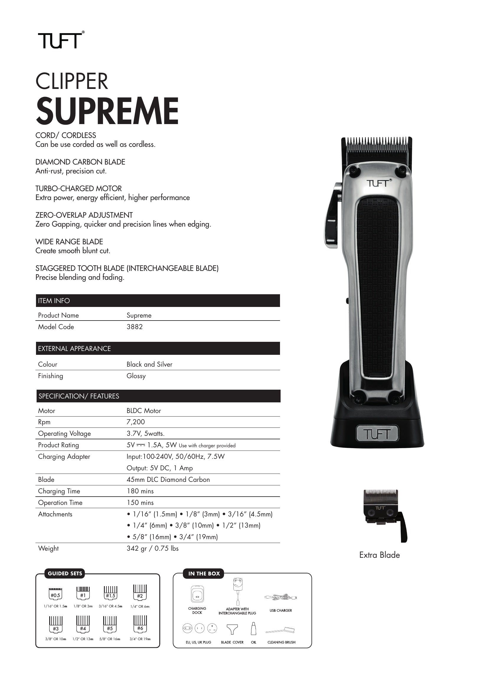 TUFT Supreme Professional Cordless Clipper - Gold Clipper Tuft