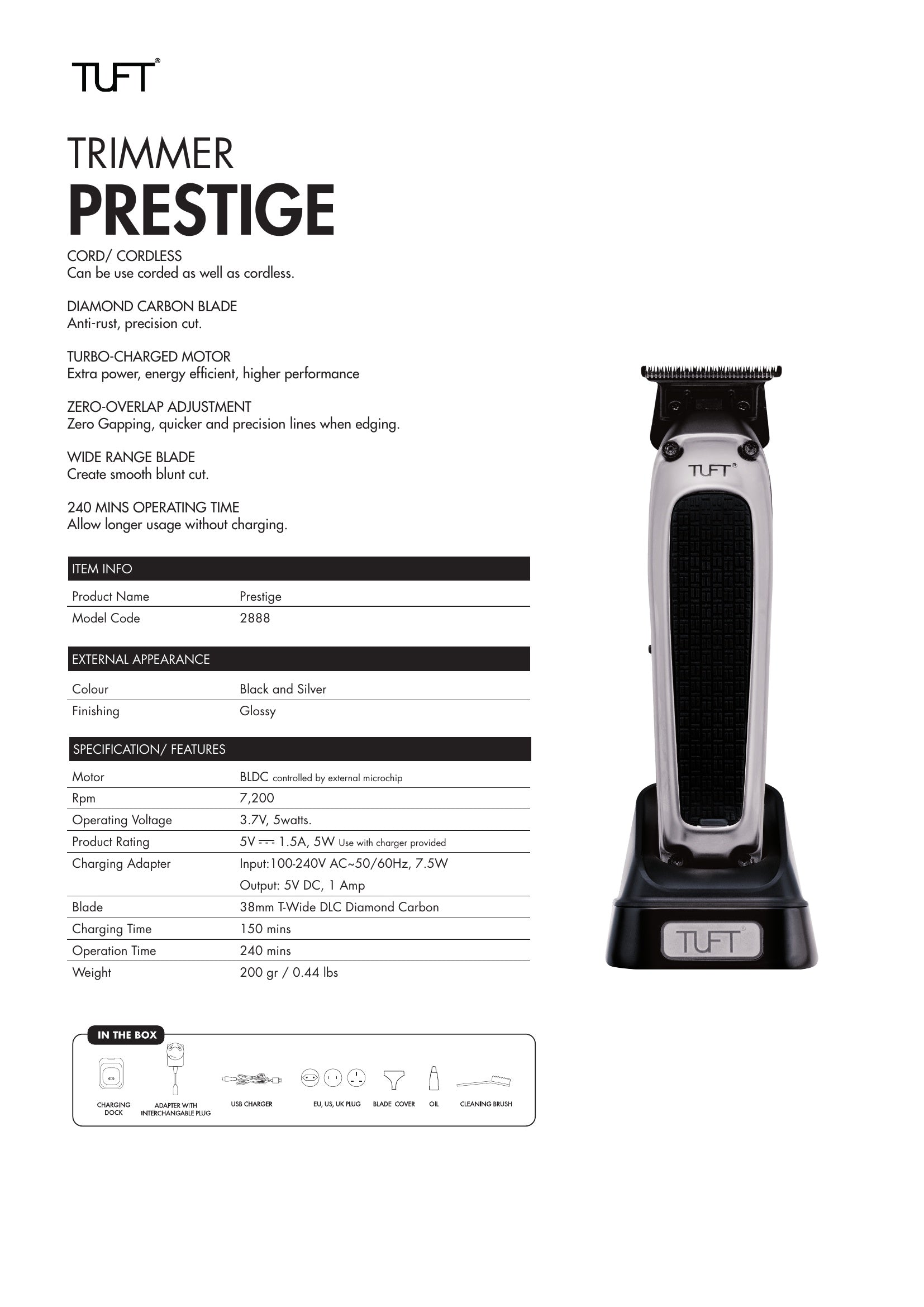 TUFT Prestige Professional Cordless Trimmer - Gold Trimmer Tuft