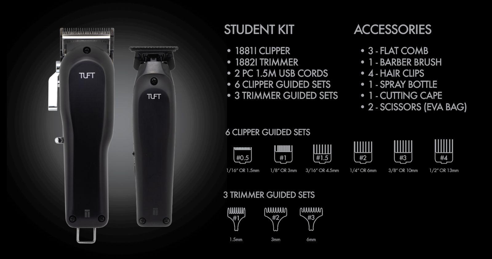 TUFT Elite I Cordless Trimmer and Clipper Complete Salon Kit Clipper/Trimmer/Foil Shaver Duo Tuft