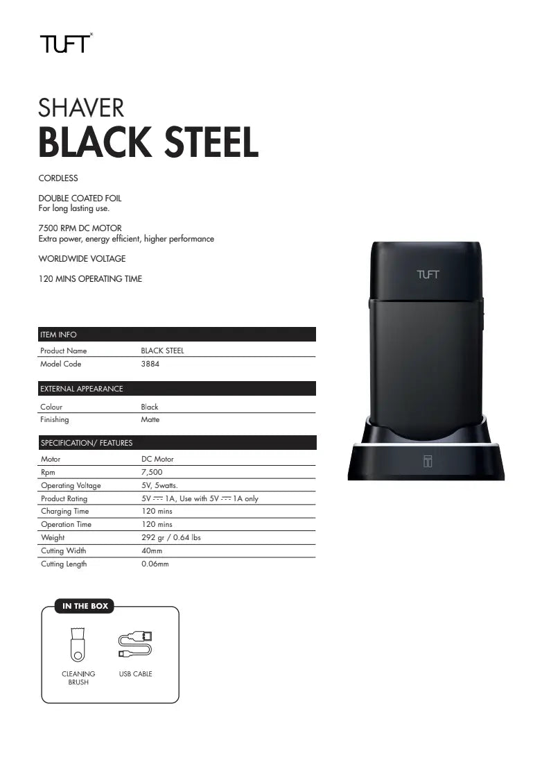 Tuft Black Steel Professional Foil Shaver Foil Shaver Tuft