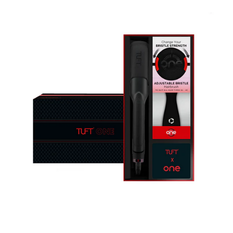 TUFT Diamond Plus 2inch Hair Straightener 200W Black & Red with One Brush Gift Set Hair Straightener Tuft