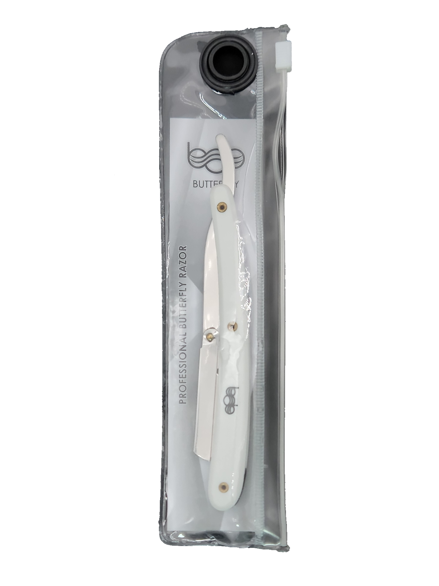 BOB Butterfly Plastic Handle Cut Throat Shaving Razor - White Razors Bob