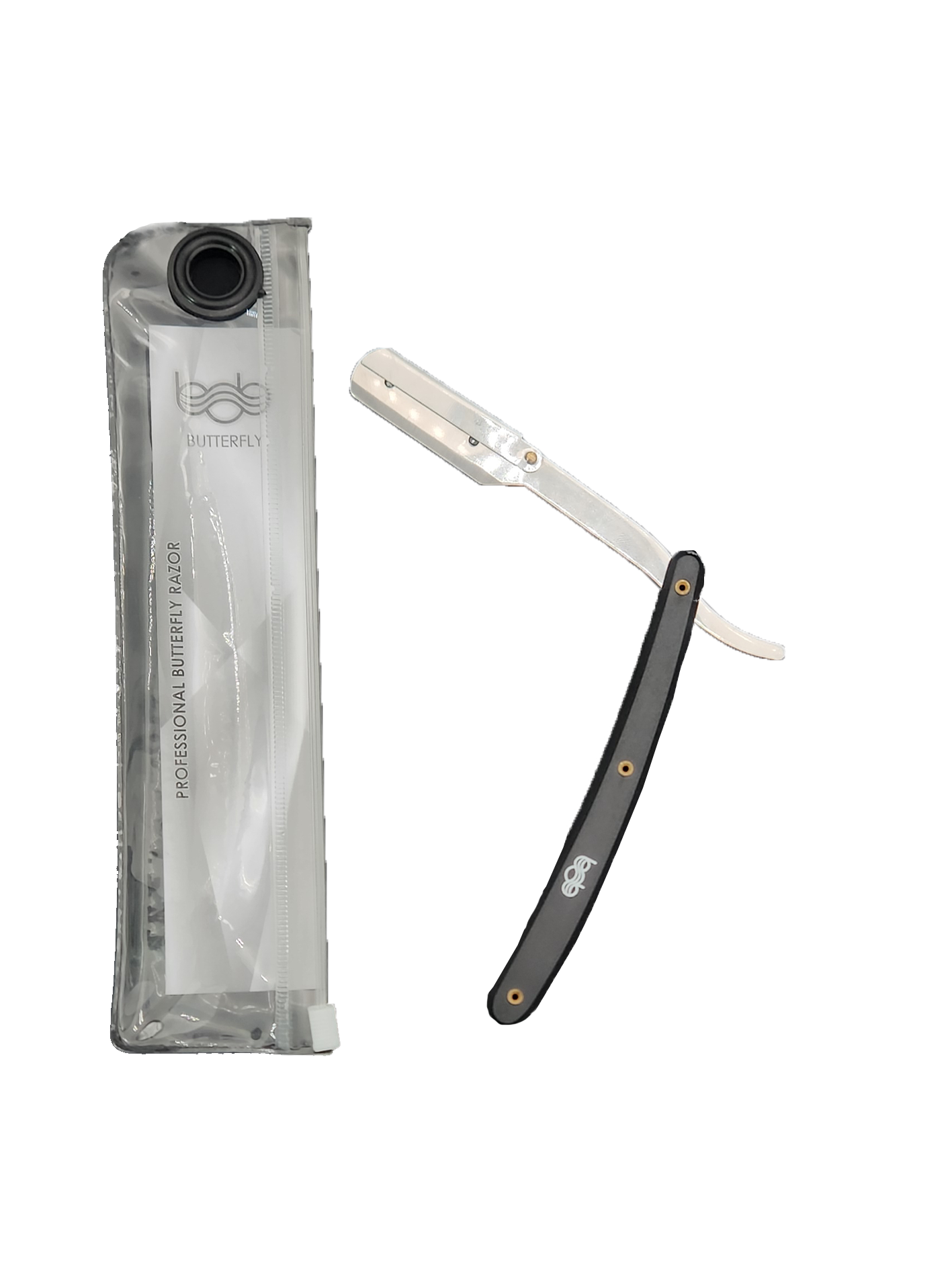 BOB Butterfly Plastic Handle Cut Throat Shaving Razor - Black Razors Bob