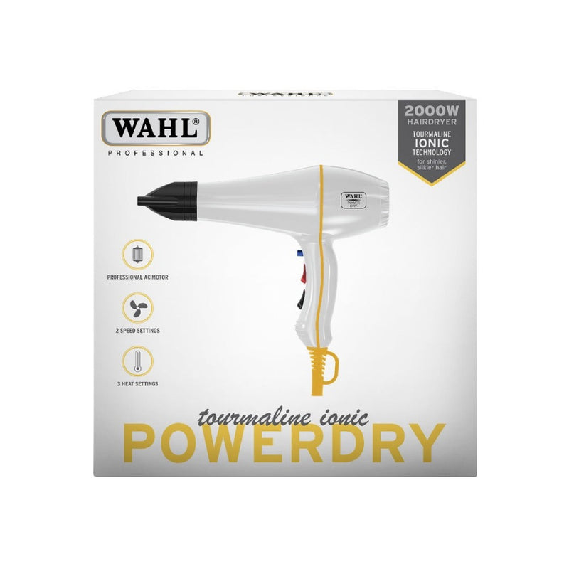 Wahl Power Dry Ionic Hair Dryer White Packaging