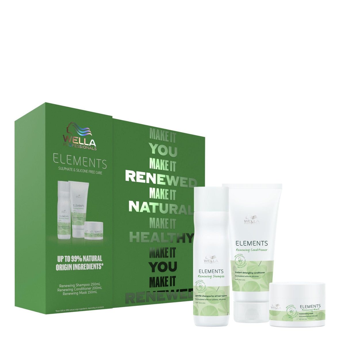 Wella Professionals Elements Trio Pack – Sulfate & Silicone-Free Shampoo, Conditioner & Mask