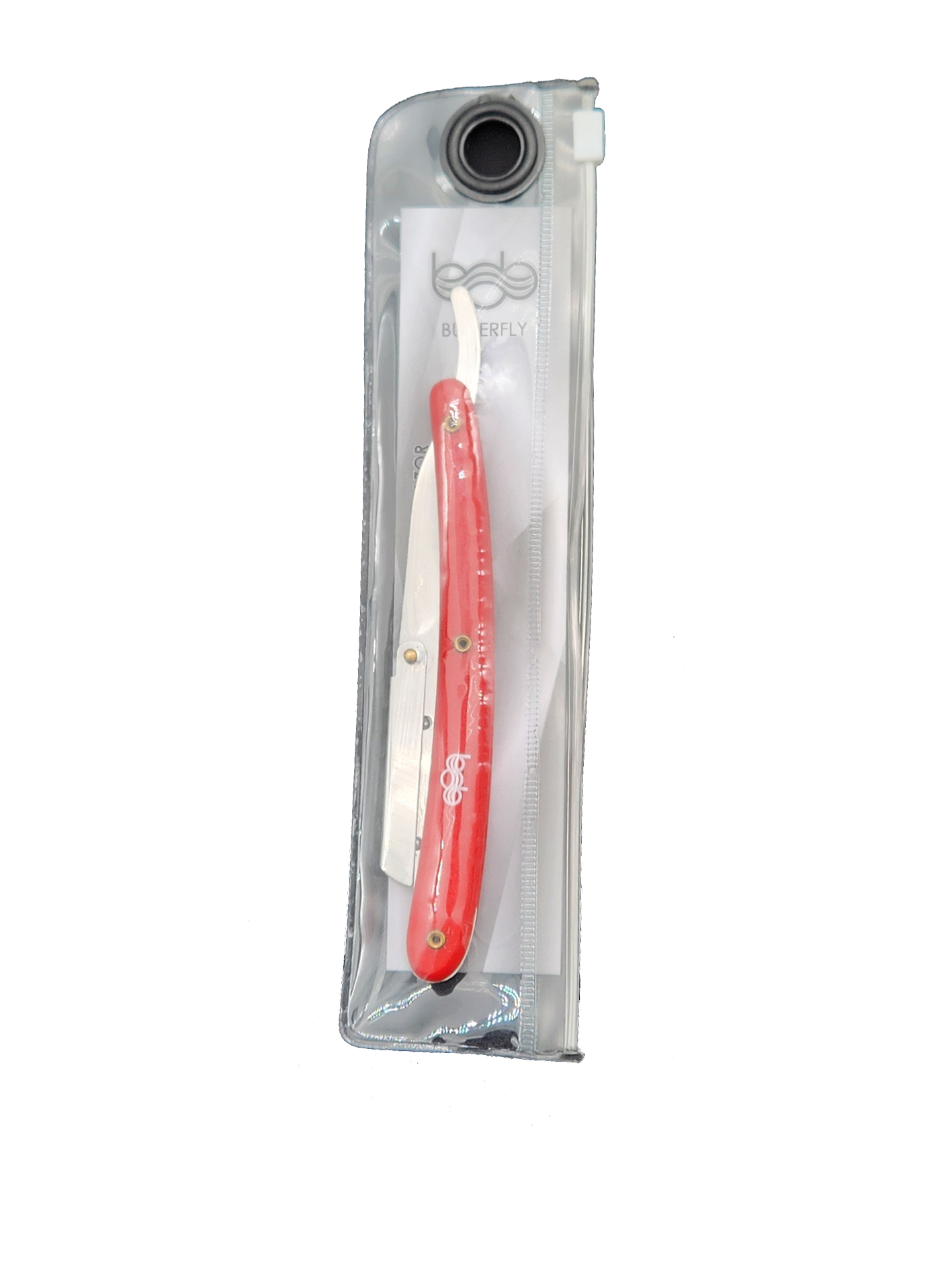 BOB Butterfly Plastic Handle Cut Throat Shaving Razor - Red Razors Bob