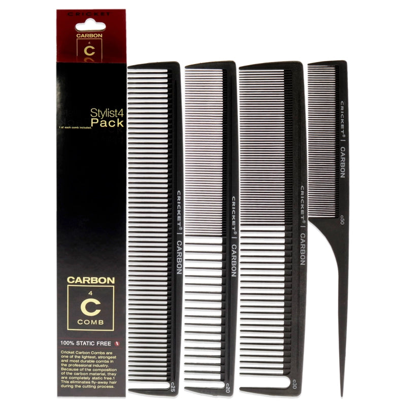 Cricket Carbon Comb Stylist Pack 4pc