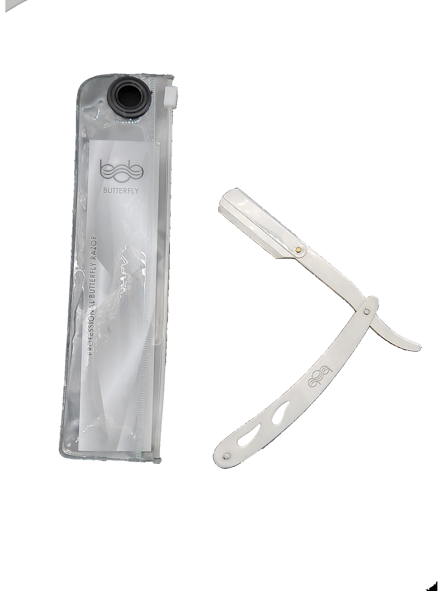 BOB Butterfly Metal Handle Cut Throat Shaving Razor - Chrome Razors Bob