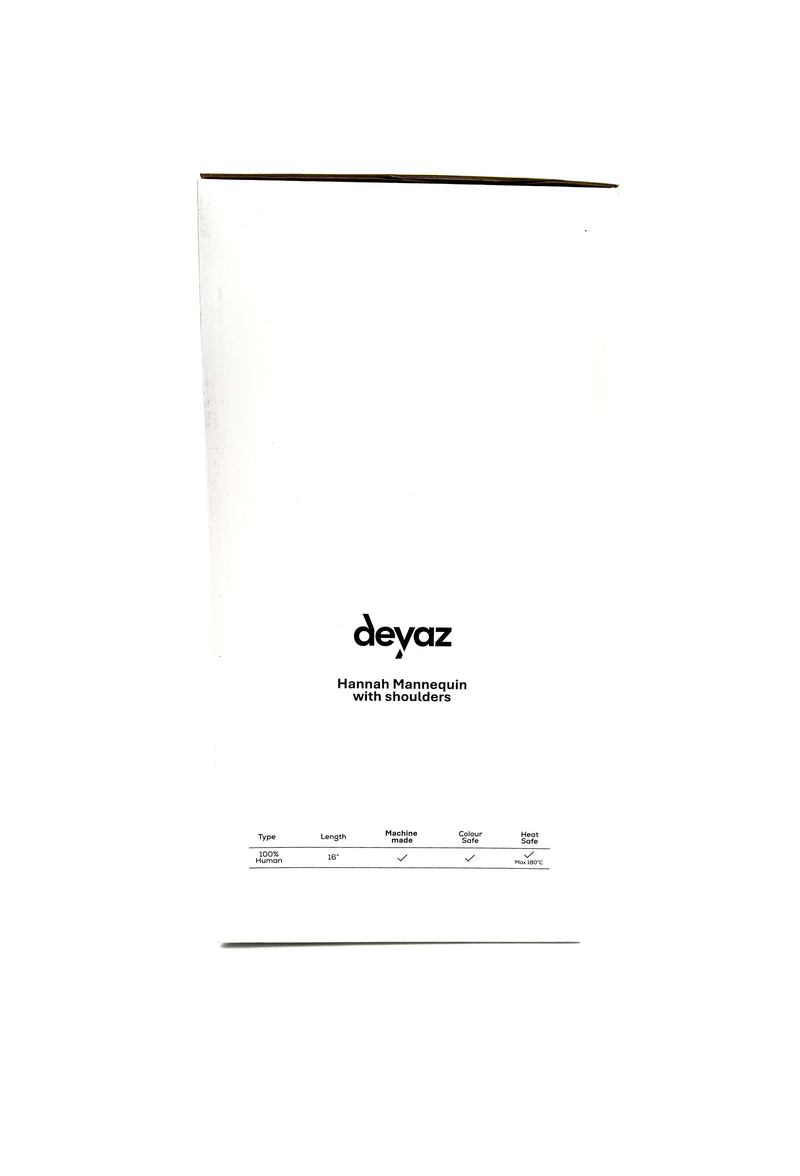 Deyaz Professional Mannequin with Shoulders 16 Inch Human Hair Brown - Hannah Mannequins Deyaz