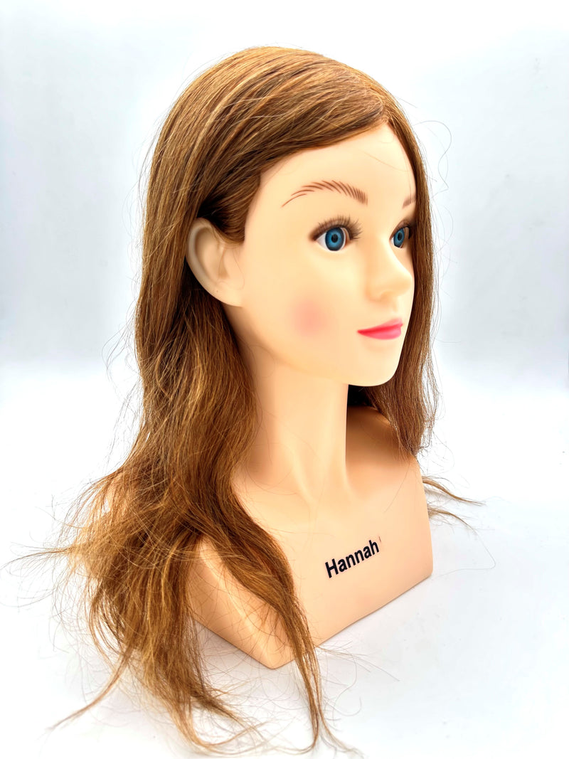 Deyaz Professional Mannequin with Shoulders 16 Inch Human Hair Brown - Hannah Mannequins Deyaz