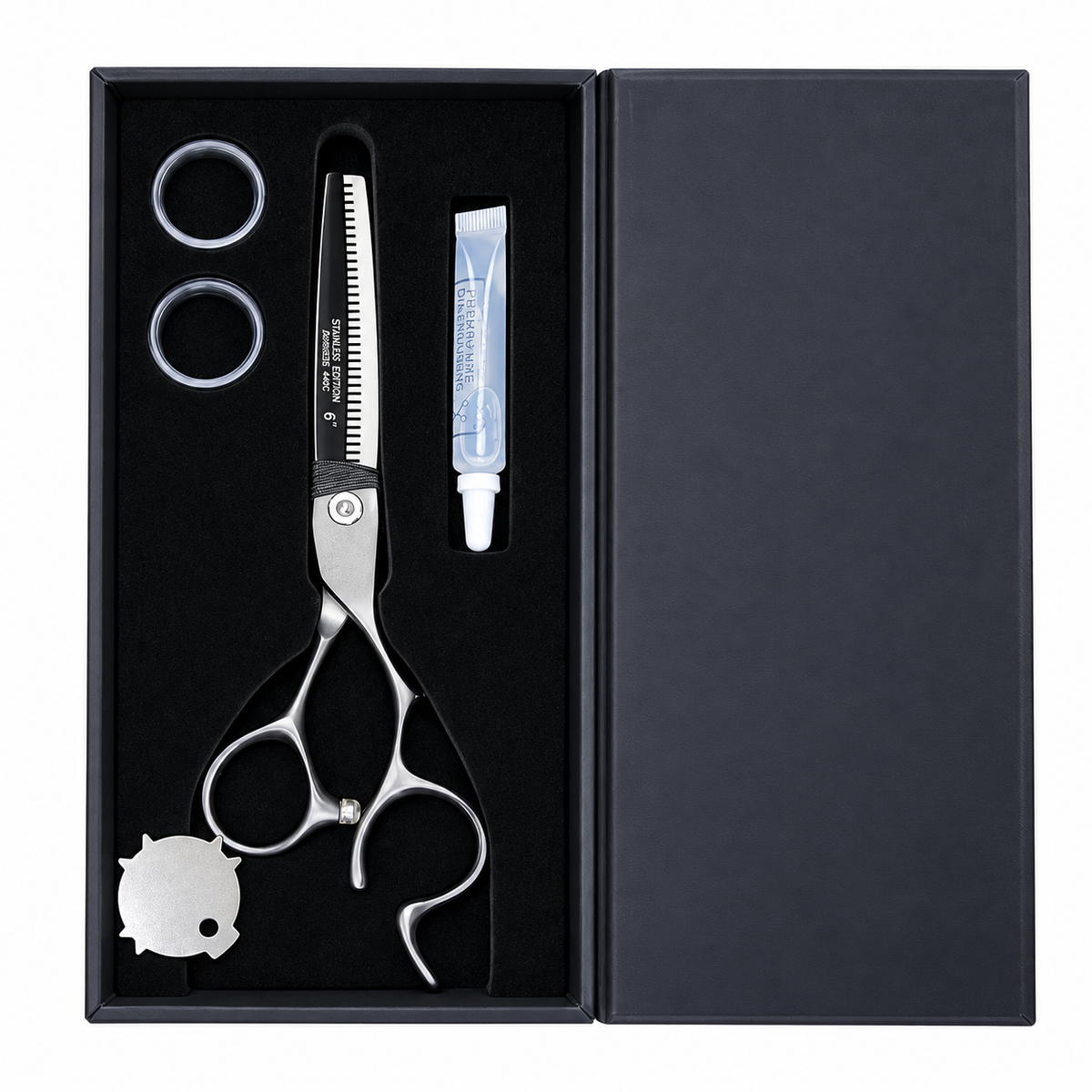 BOB Stealth Edition Black 6 Inch Japanese Steel Thinning Scissor 440C Steel - Made In Italy Scissors Bob