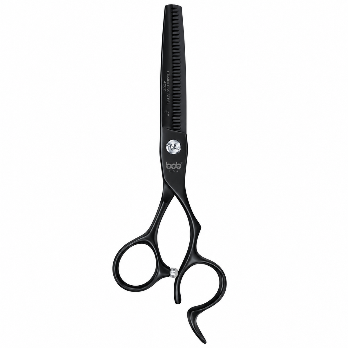 BOB Stealth Edition Black 6 Inch Japanese Steel Thinning Scissor 440C Steel - Made In Italy Scissors Bob