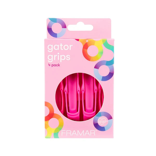 Framar Gator Grips Pink 4pk Hair Clips- Ties - Accessories Framar
