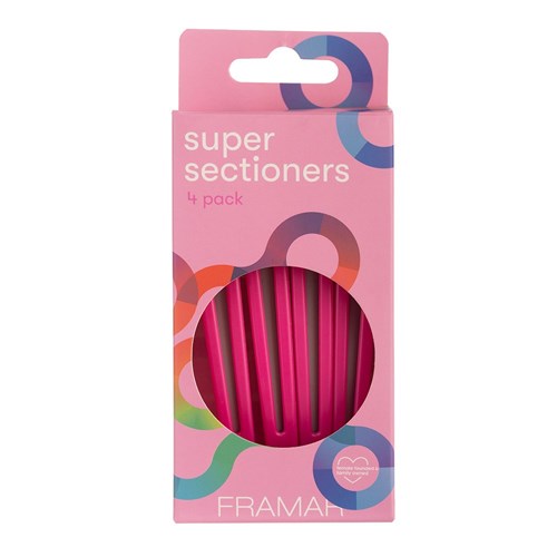 Framar Super Sectioner Pink 4pk Hair Clips- Ties - Accessories Framar