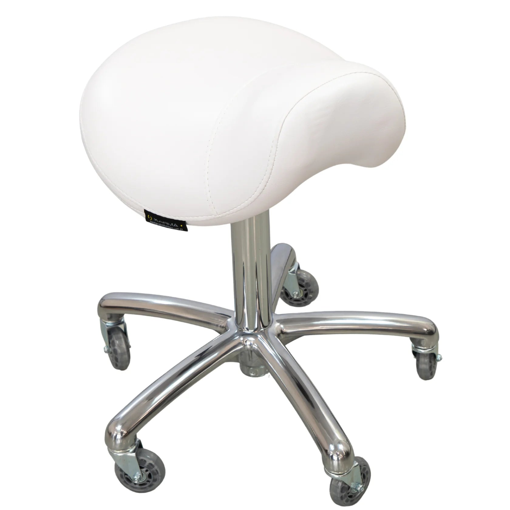 Karma Evandale Salon Saddle Stool White 07040402 Salon Stools Karma