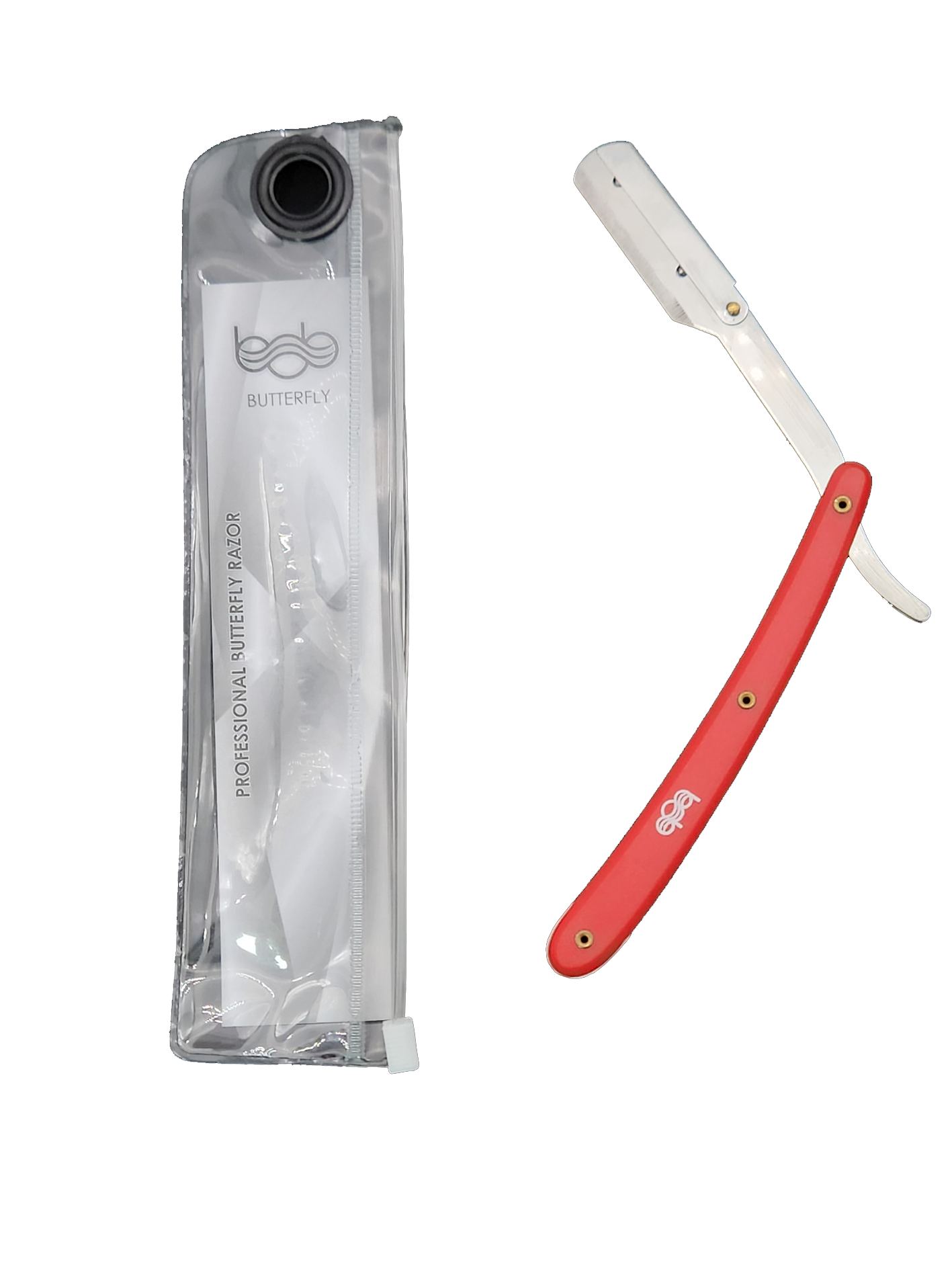 BOB Butterfly Plastic Handle Cut Throat Shaving Razor - Red Razors Bob
