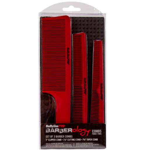 BaBylissPRO Barberology Comb Set 3pc - Red Comb BaBylissPRO