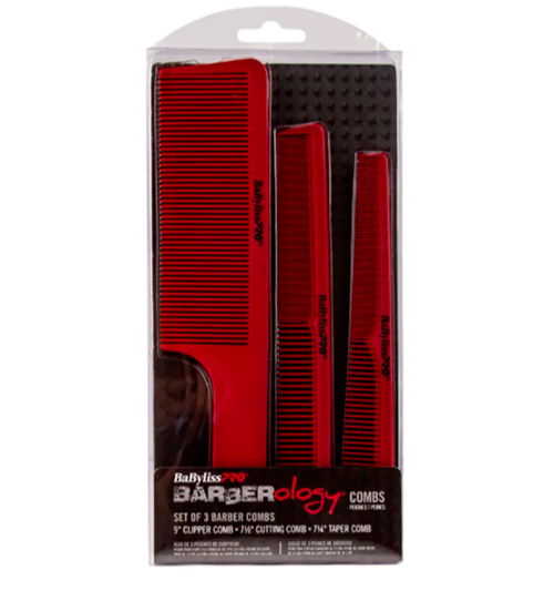 BaBylissPRO Barberology Comb Set 3pc - Red