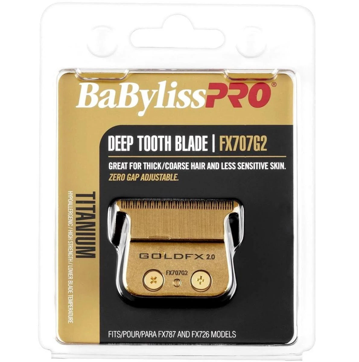 BaBylissPRO Gold T-Blade 2.0mm Deep Tooth FX707G2 Trimmer/Clipper Blades BaBylissPRO