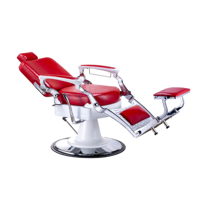 Karma Noosa Premium Barber Chair 04041014 - White & Red Reclining