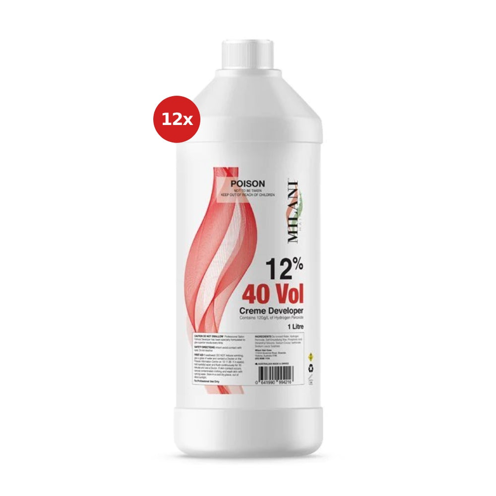 12x Milani Peroxide 30 Vol 9% 1L Peroxides - Developers Milani