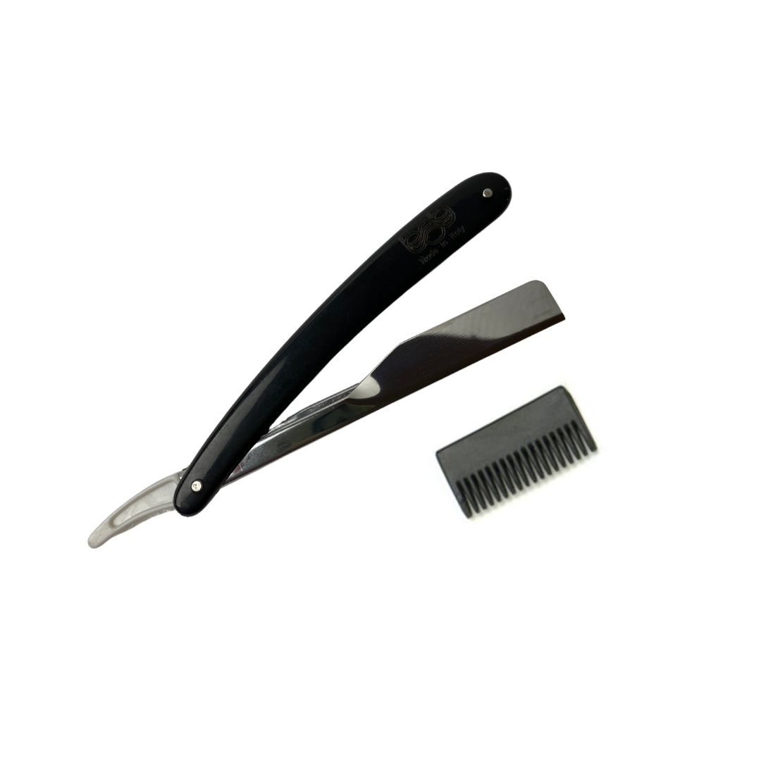 Bob Professional Black Slide Cut Throat Razor - With Bonus Thinner Comb - Made in Italy Razors Bob