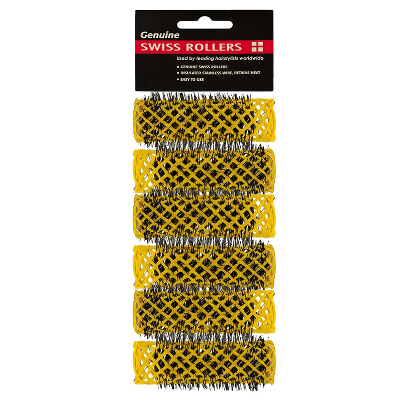 Swiss Hair Rollers 20mm Yellow - 6pk