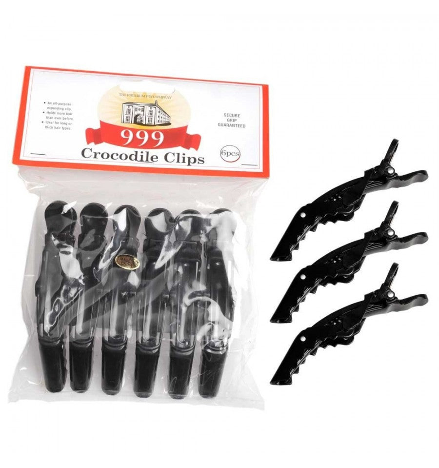 Premium Pin Company 999 Crocodile Clips - Black 6pc Hair Clips- Ties - Accessories 999