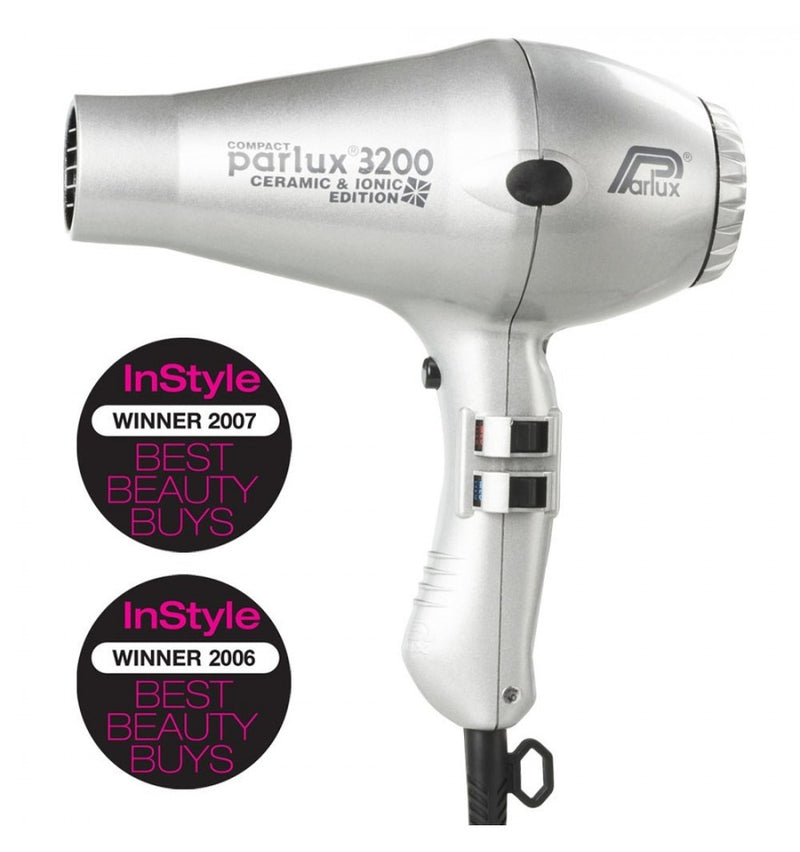 Parlux 3200 Ionic + Ceramic Compact Dryer - Silver