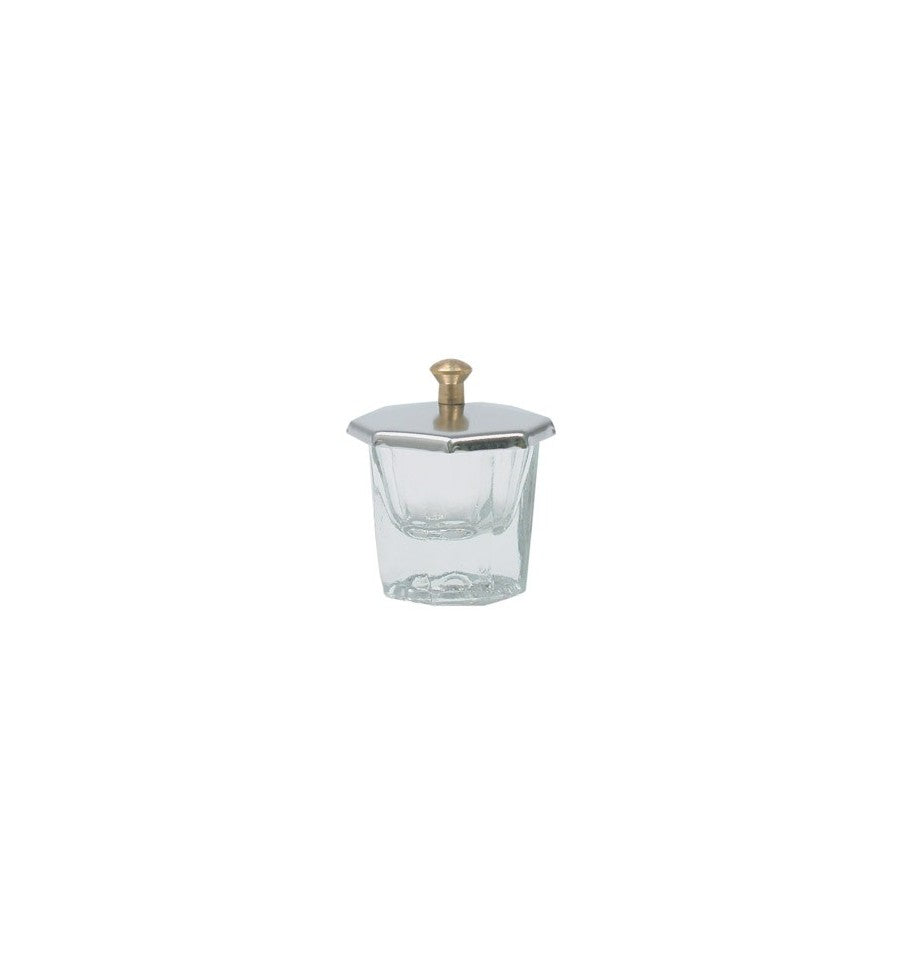 Hawley Glass Dappen Dish With Metal Octagon Lid #4016A Nail Equipment - Accessories Hawley