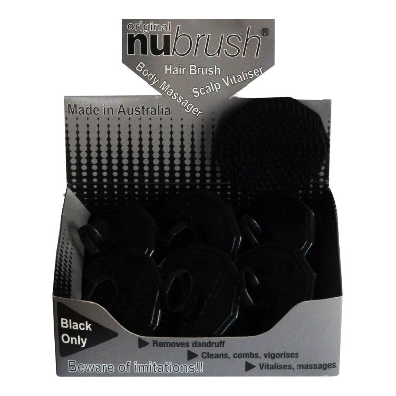 NU BRUSH Black Colour Scalp Brush 12pk Hair Brush Nu Brush