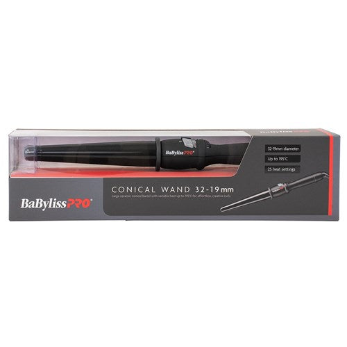 BaBylissPRO 32mm - 19mm Conical Curling Iron Black Curling BaBylissPRO