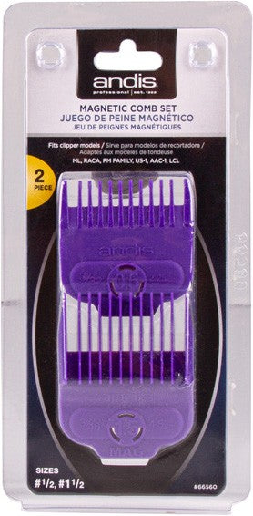 Andis Magnetic Comb Set 2pc No. 1/2, No. 1 1/2 Clipper/Trimmer Accessories Andis