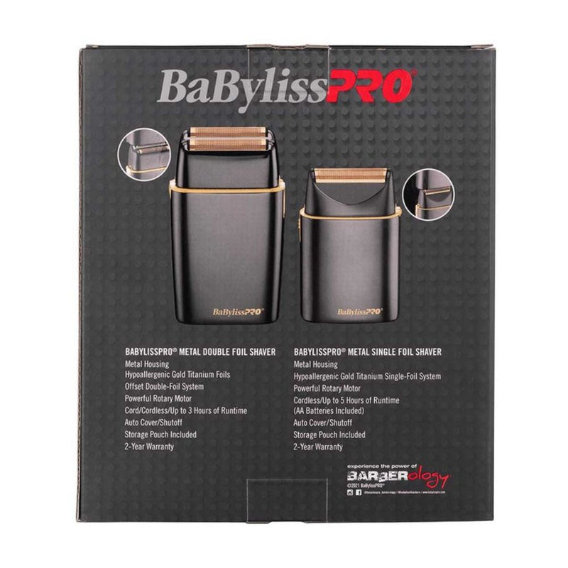 BaByliss PRO LimitedFX Double & Single Foil Shaver Set Gunmetal Box Packaging Back