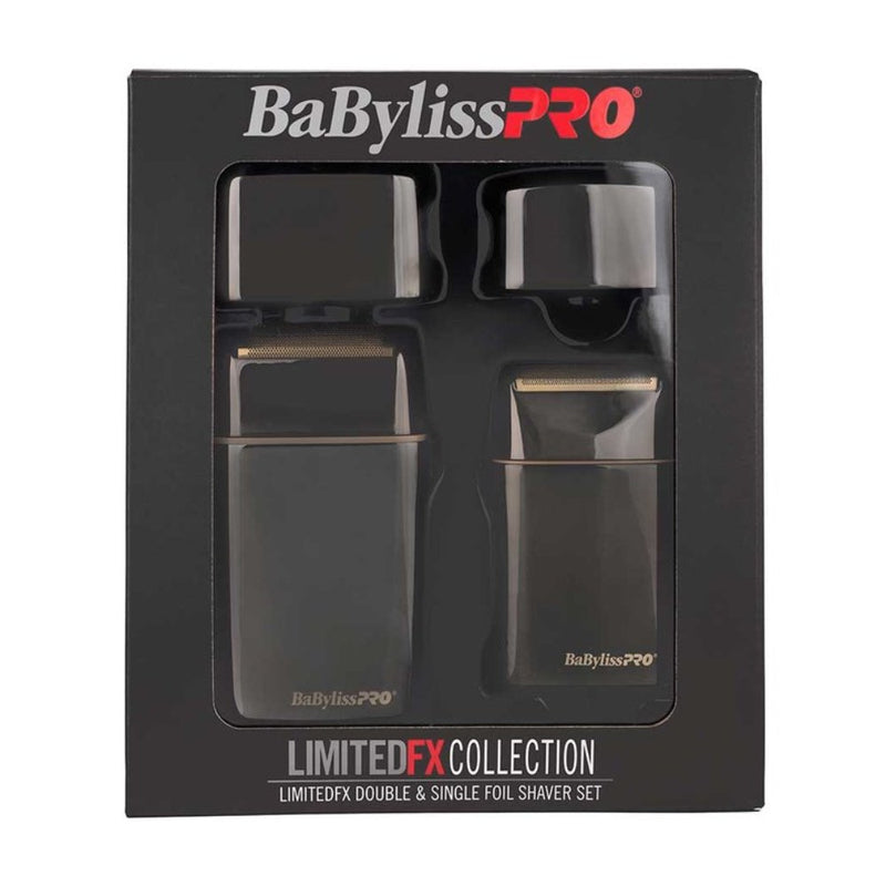 BaByliss PRO LimitedFX Double & Single Foil Shaver Set Gunmetal Box Packaging