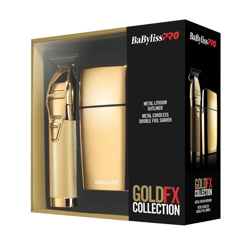 BaByliss PRO GoldFX Collection - Metal Lithium Trimmer + Metal Cordless Double Foil Shaver