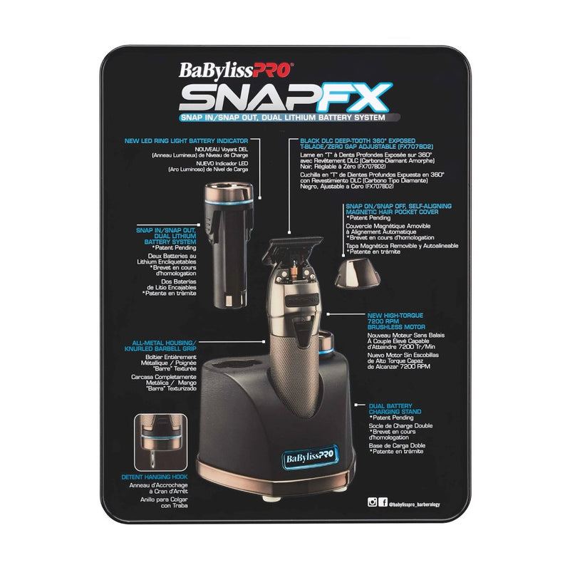 BaByliss Pro SnapFX Trimmer Packaging Back Features
