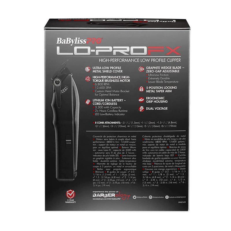 BaByliss LO-PRO FX Clipper FX825 Packaging Back