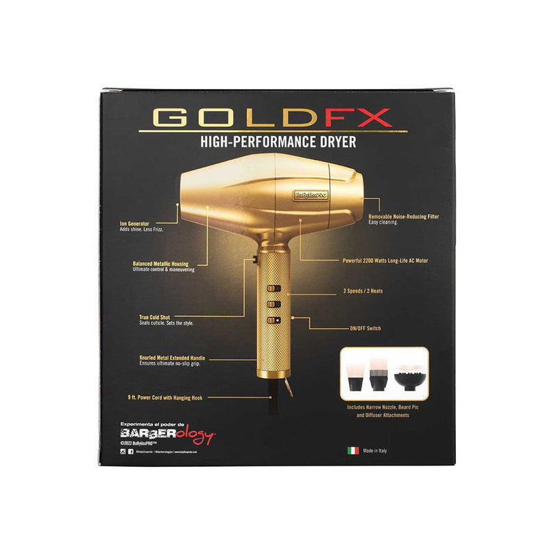 Babyliss Pro GoldFX Hair Dryer Packaging Back Features