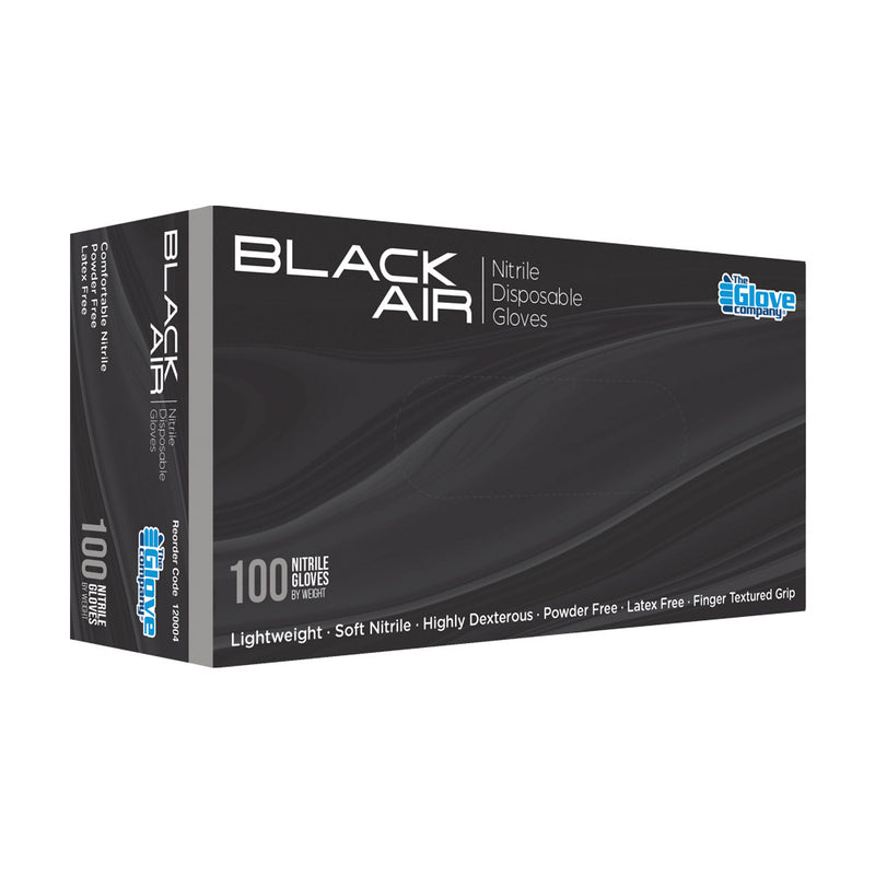 Black Air Nitrile Disposable Black Gloves 100pk
