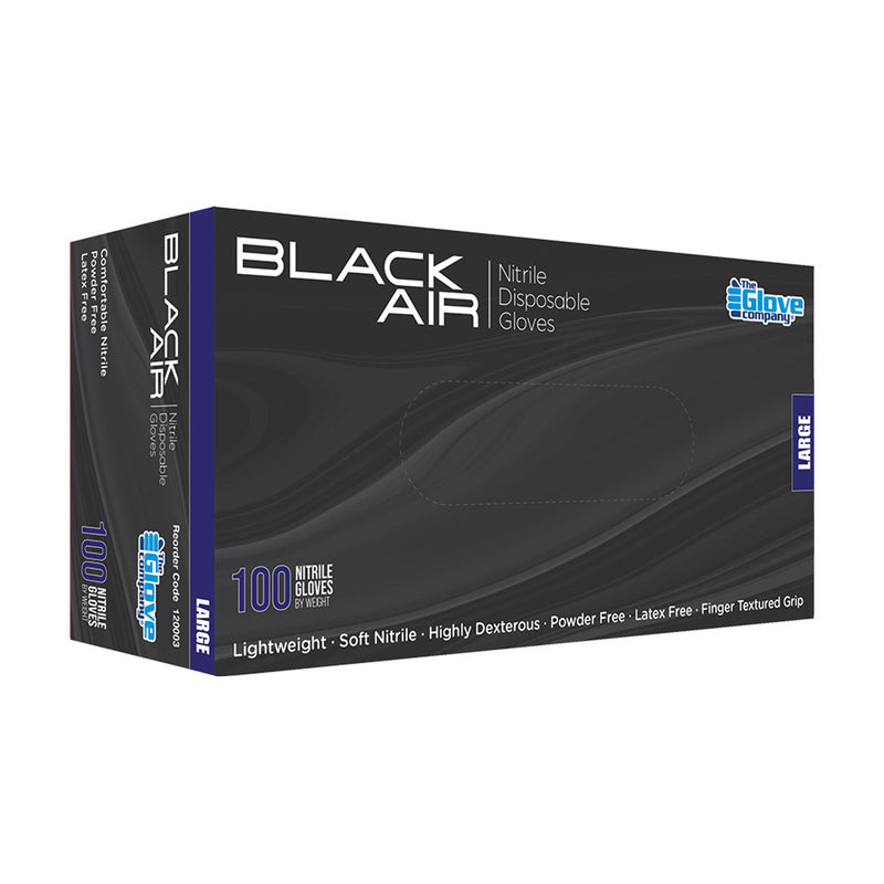Black Air Nitrile Disposable Black Gloves 100pk