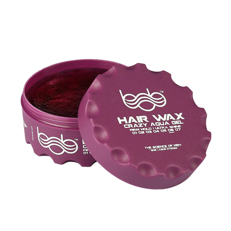Bob Hair Wax Crazy Aqua Gel Firm Hold Ultra Shine 150ml PURPLE Open Lid Inside