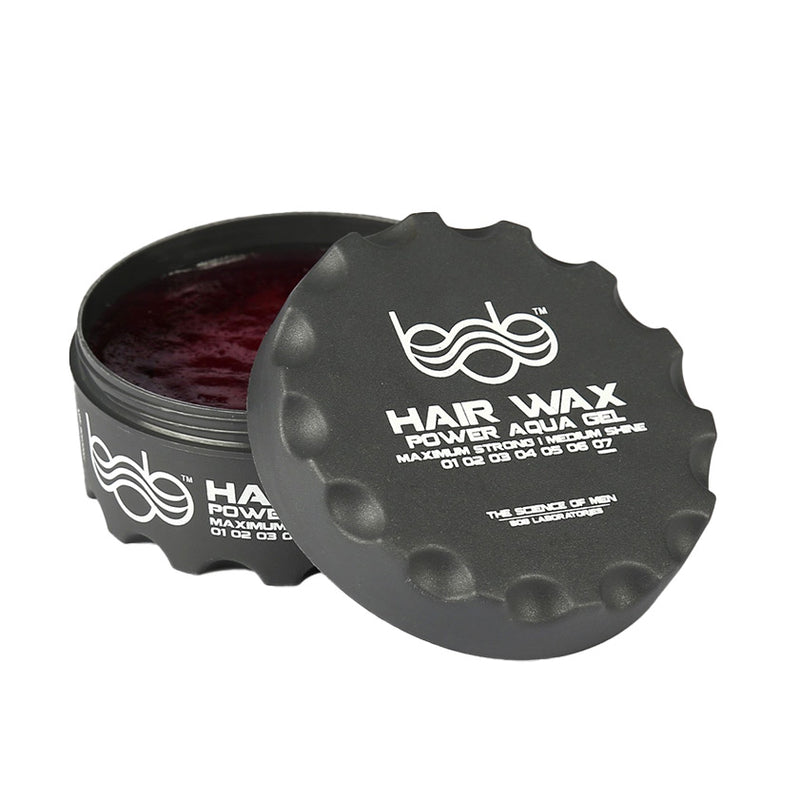 Bob Hair Wax Power Aqua Gel Maximum Strength Medium Shine 150ml GREY Open Lid Inside