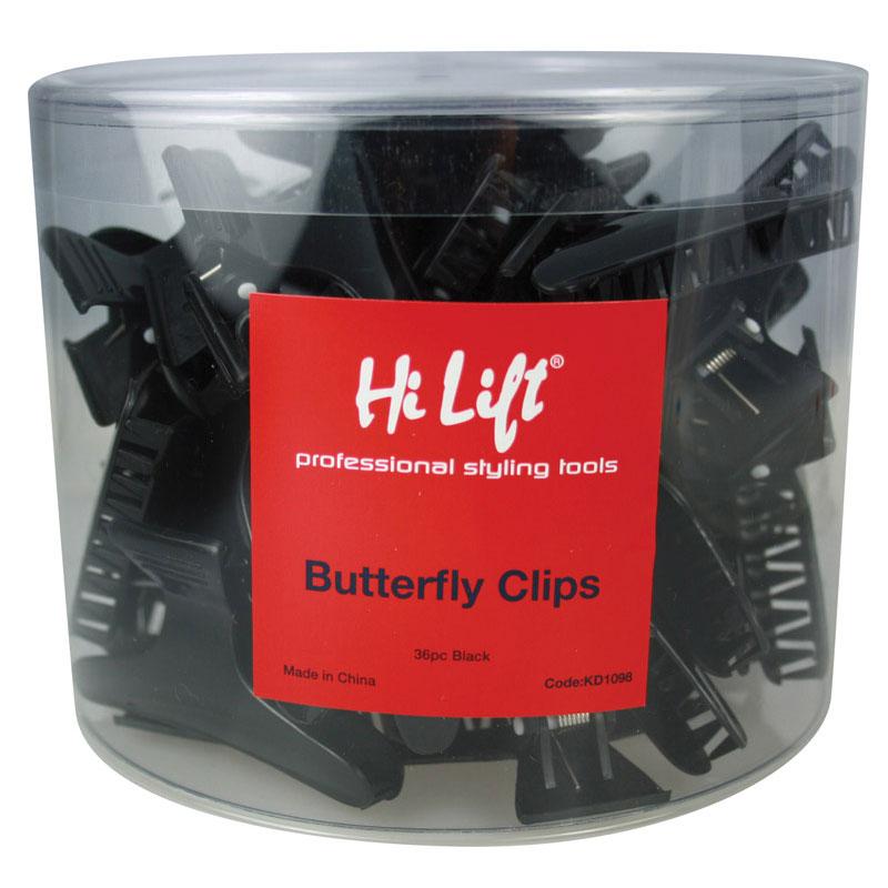 HI LIFT BUTTERFLY CLIPS BLACK 36 PIECES