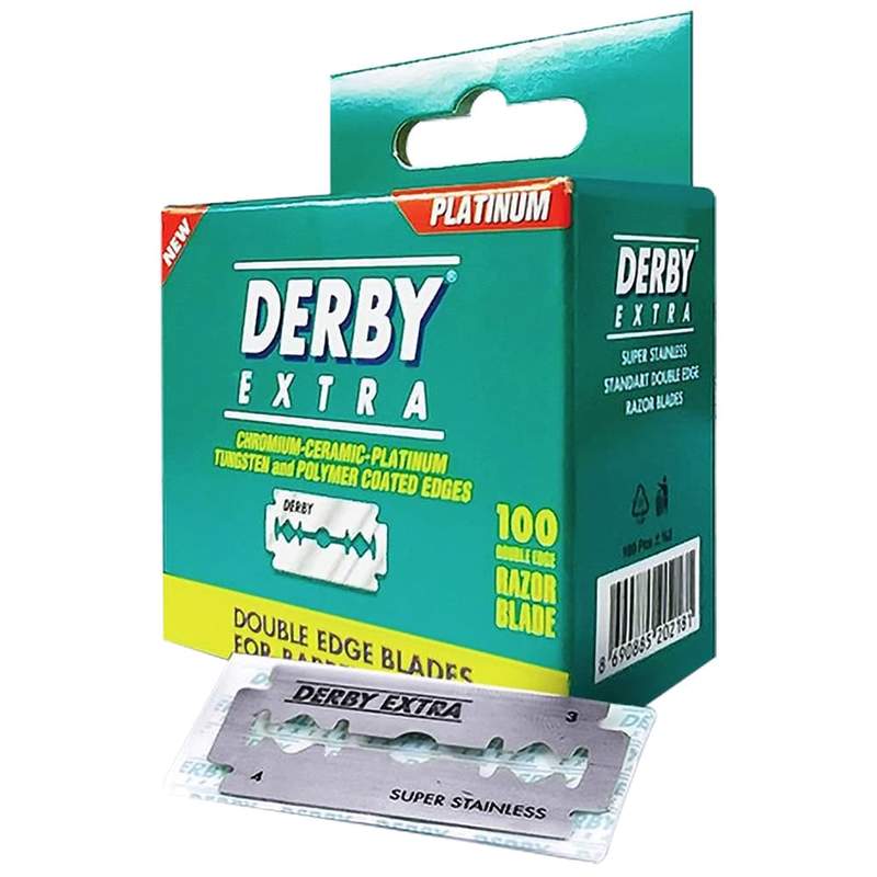 Derby Double Edge Extra Mini Tower 100 Blades - Environmentally Friendly No Plastic Razor Blades Derby