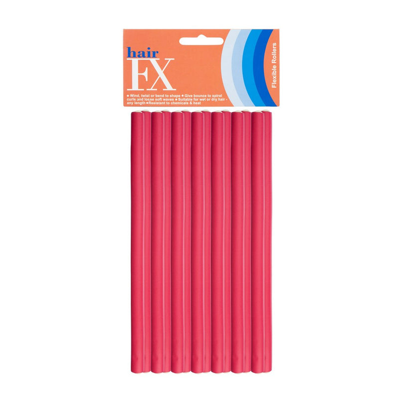 Hair FX Long Flexible 12mm Hair Rollers - Red 12pk