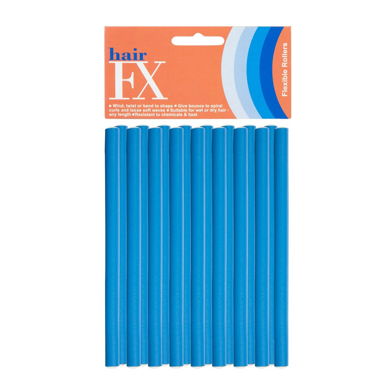 Hair FX Long Flexible 15mm Hair Rollers - Blue 12pk