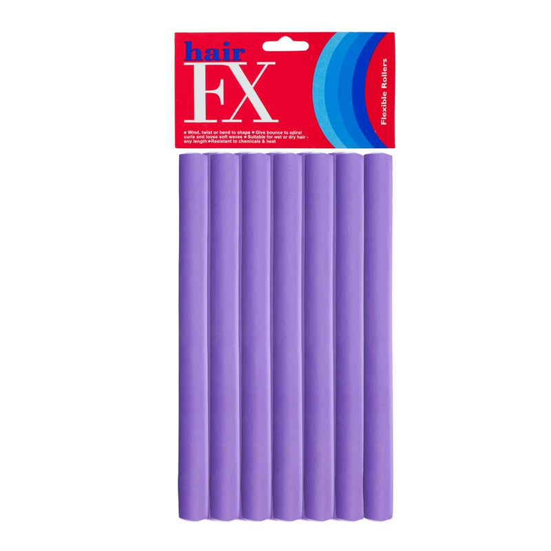 Hair FX Long Flexible 20mm Hair Rollers - Purple 12pk